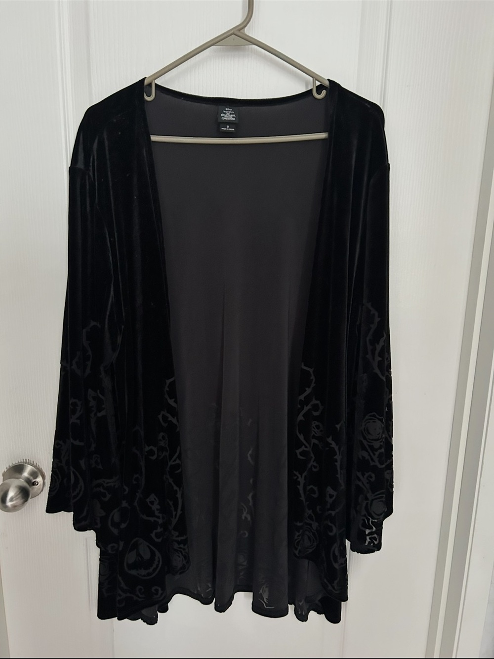 Disney Black Velvet Open-Front Kimono Robe